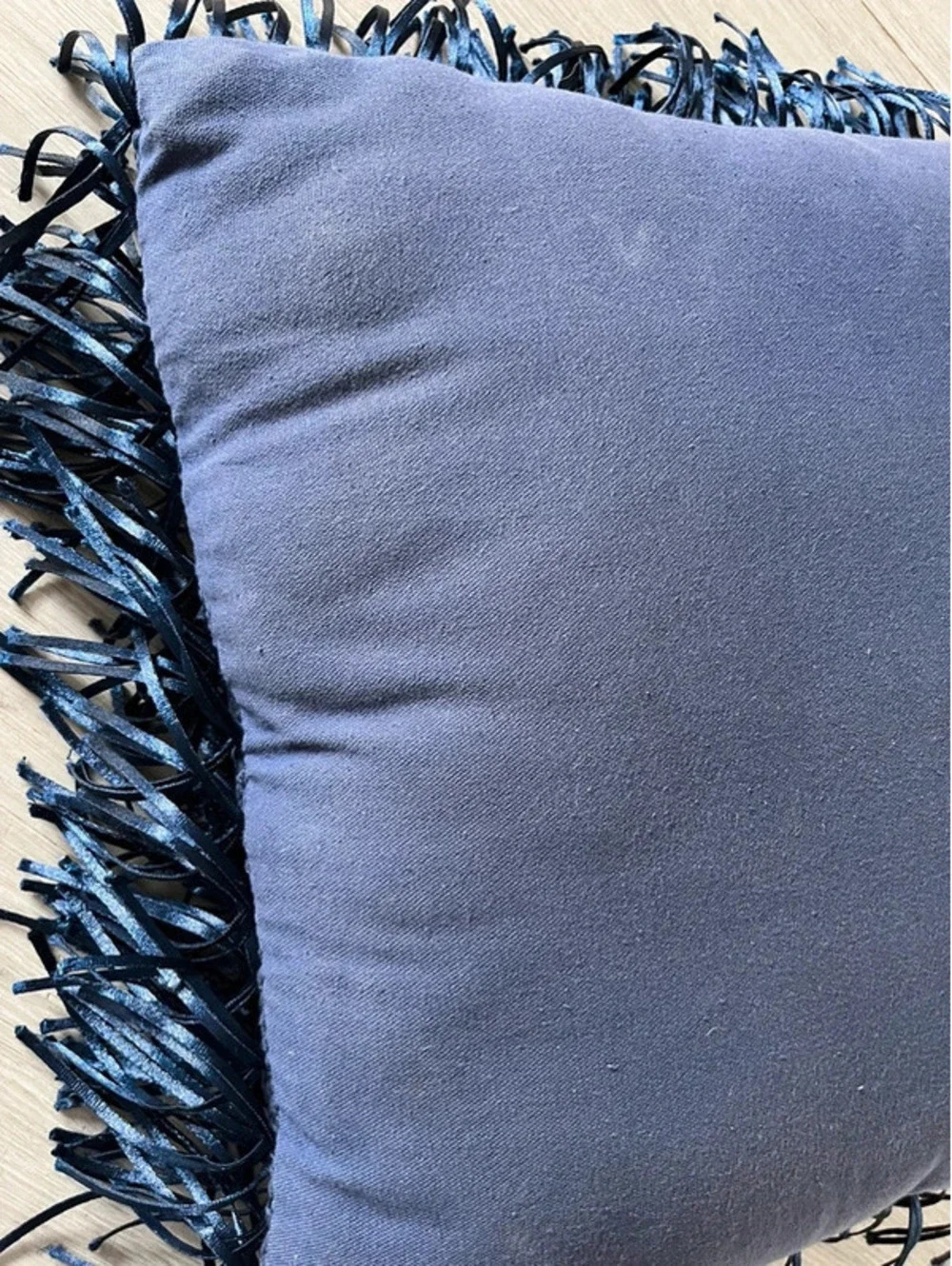 Cynthia Rowley Metallic Navy Blue Fringe Square Pillow Insert 16” Decor